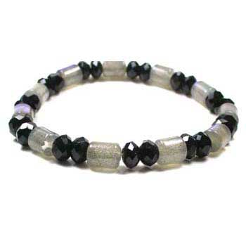 ラブラドライト＆テクタイト10mm x 6mm のラブラドライトが11個 7mm x 4mm のテクタイトが22個