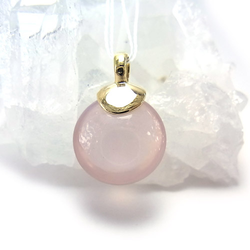 サークル型ローズクオーツペンダントトップ