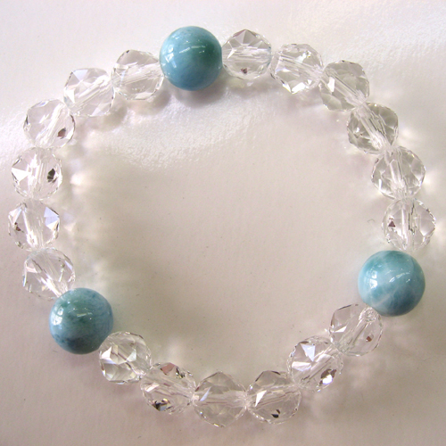 SA＋ラリマー１０ミリ３玉　+天然水晶スターカット１０ミリ　ＬＬサイズ