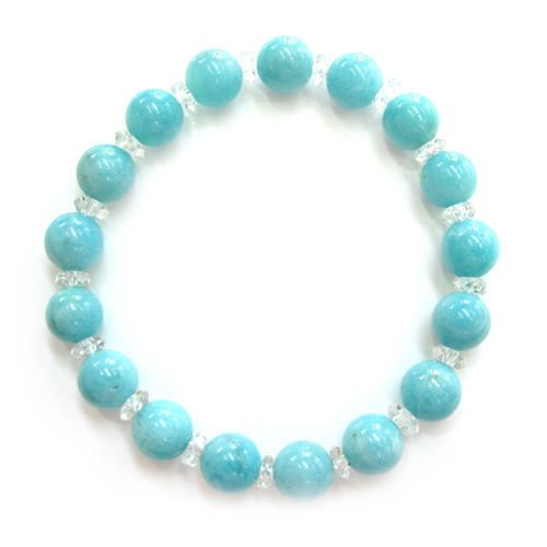 ペルー産　アマゾナイトブレスレット（カット水晶入り）Sサイズ