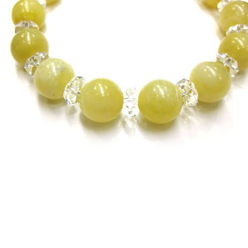 イエローオパール＋天然カット水晶 ブレスレット10mm＋カット水晶 14セット