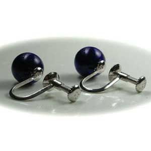 AA級ラピスラズリーイヤリング 8mm玉、18Kホワイトゴールド使用