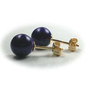AA級ラピスラズリーピアス 8mm 玉、18K金具