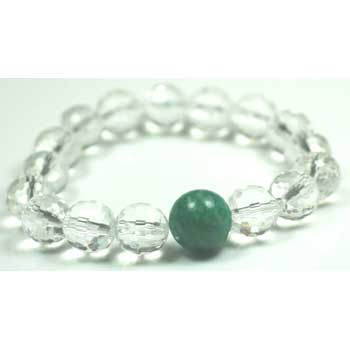 水晶＋アマゾナイト 12mmのアマゾナイト 1個＋ 10mm天然水晶ダイヤカット21個(LLサイズ)