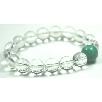 水晶＋アマゾナイト 12mmのアマゾナイト 1個＋ 10mm天然水晶丸玉18個(Mサイズ)