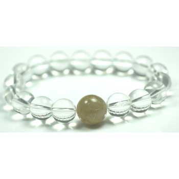 水晶＋ゴールドルチル 12mmのゴールドルチル 1個＋ 10mm天然水晶丸玉21個(LLサイズ)