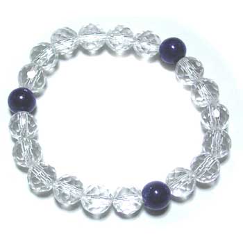 AAA級ラピスラズリ入りダイヤカット水晶8mm x 3個 +8mm x 18個（Sサイズ）