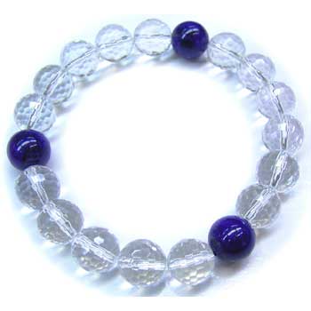 3Aラピスラズリ入りダイヤカット水晶3Aのラピスラズリ 10mm玉3個＋ダイヤカット水晶 10mm x 15個 （Sサイズ）