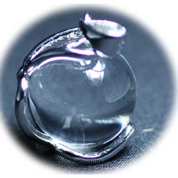 天然水晶20mmハート型シルバーペンダントトップ