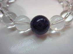 アメジスト12mm丸玉＆天然水晶10mm丸玉ブレスレット S