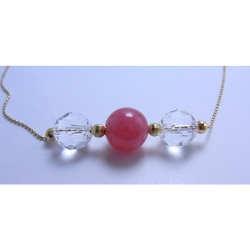 インカローズ（ロードクロサイト）ピラミッド ロードクロサイト＋ピラミッド水晶＋18金 クリスタルバンク