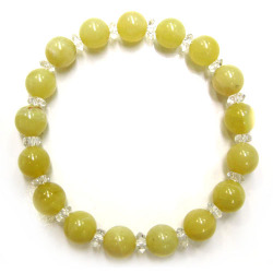 イエローオパール＋天然カット水晶ブレスレット8mm玉＋カット水晶 17セット