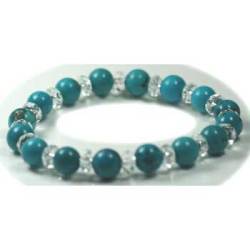 ターコイズ8mm玉 x 18個＋ダイヤカット水晶（Mサイズ）