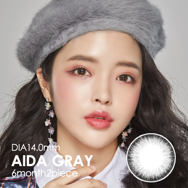 【度あり度なし】バービーアイ アイダ（AIDA）グレー@6ヶ月 DIA14.0mm カラーコンタクト 韓国人気カラコン