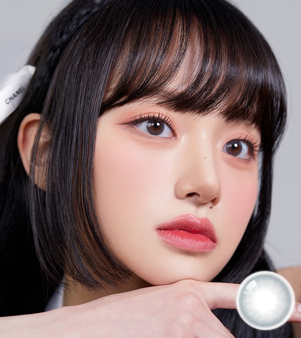 【1ヶ月・UVカット】 韓国カラコン バービーアイ #IMOLOLA MELLOWSミスティックグレー 14.2mm / MPCポリマー / UVカット [1箱1枚入りx2箱] マンスリー 水光レンズ 度あり・度なし グレー