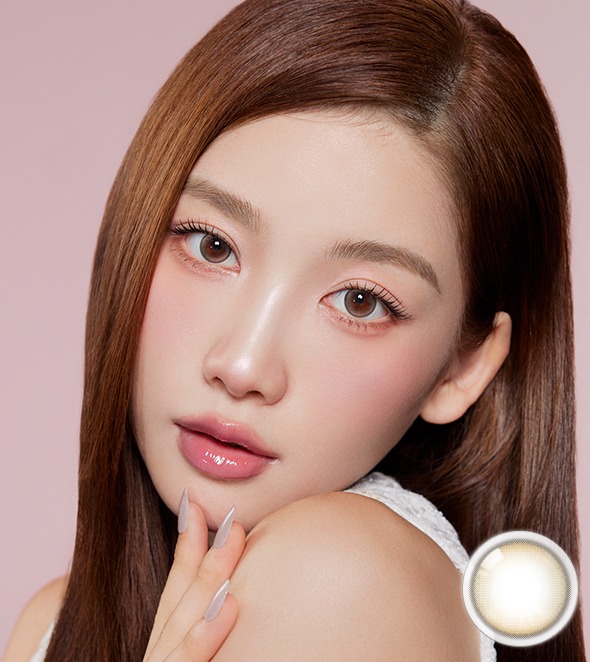 【1ヶ月】韓国カラコン バービーアイ IMOLOLA モディッシュブラウン 1箱1枚入りx2箱 14.2mm 1month マンスリー 度あり 度なし UVカット ナチュラル MPC シリコーンハイドロゲル #OLOLA
