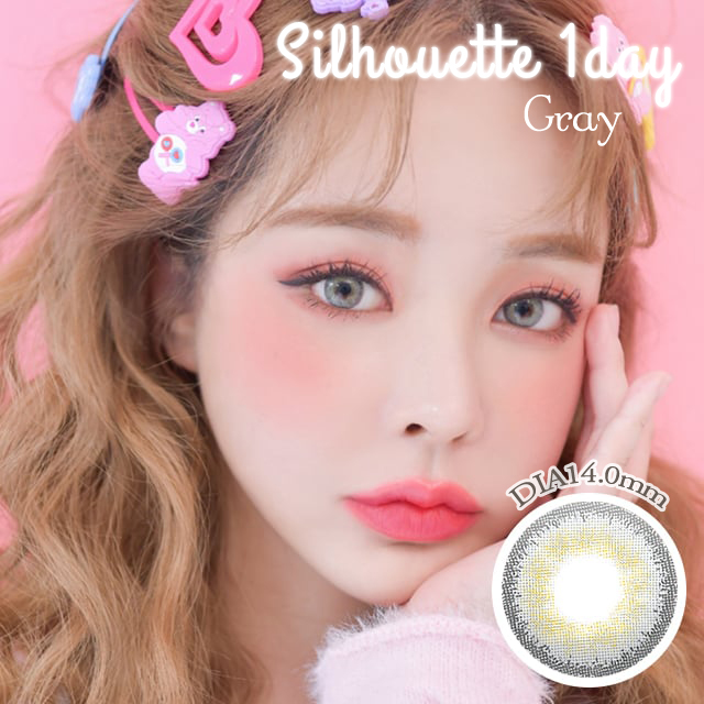 【1Day】シルエット（Silhouette）グレー 1箱10枚入 DIA14.0mm カラーコンタクト 韓国人気 ハーフカラコン