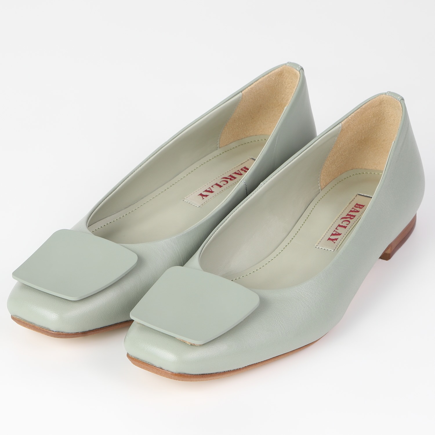 【OUTLET】BARCLAY（バークレー）バックルローヒールパンプス　グリーン