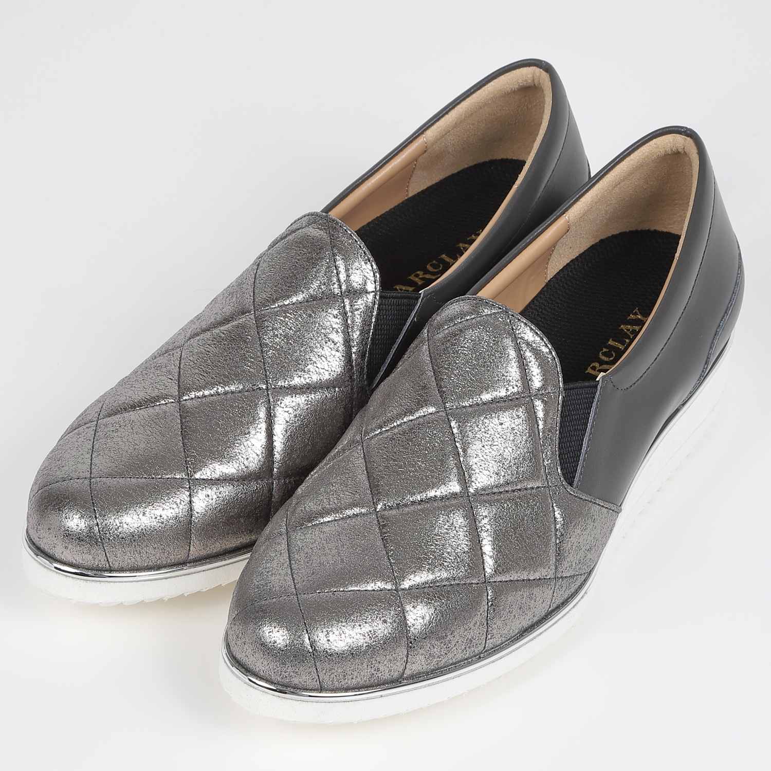 【OUTLET】BARCLAY（バークレー）キルティングスリッポン　ダークシルバー