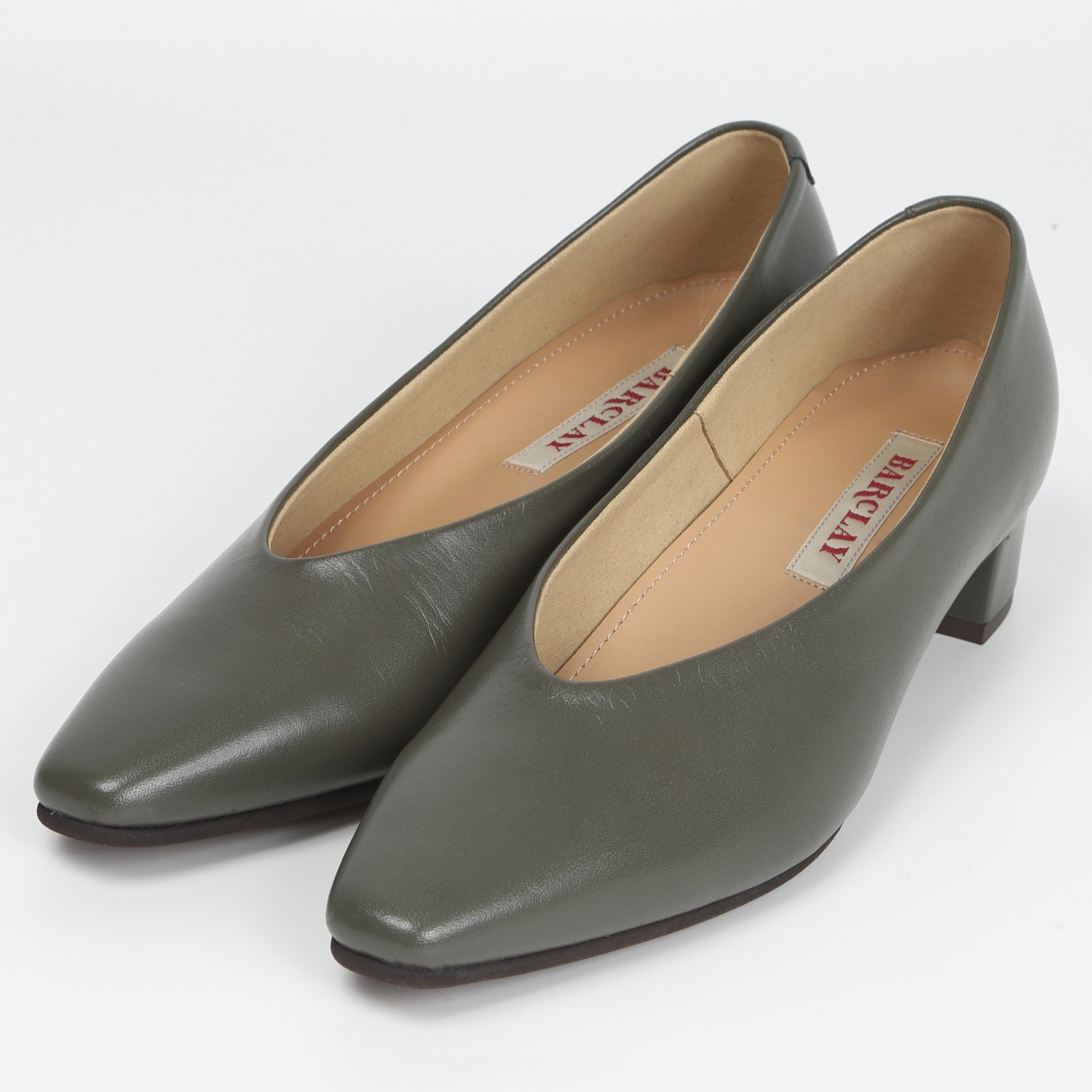 BARCLAY（バークレー）3.5cmヒールパンプス　ダークカーキ