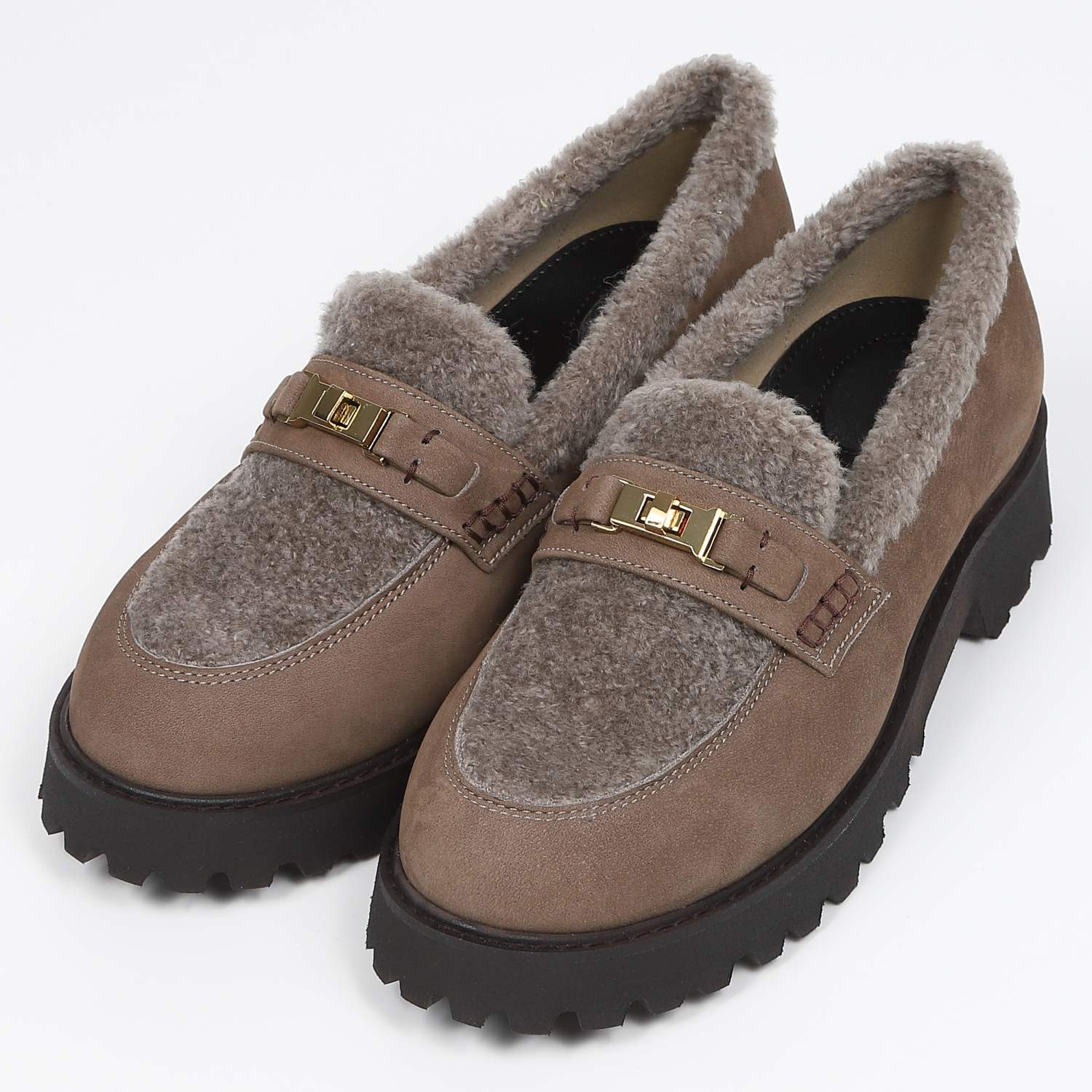 25cm バークレー スニーカー風 ローファー BARCLAY（バークレー）ボリュームソールボアローファー チャコール