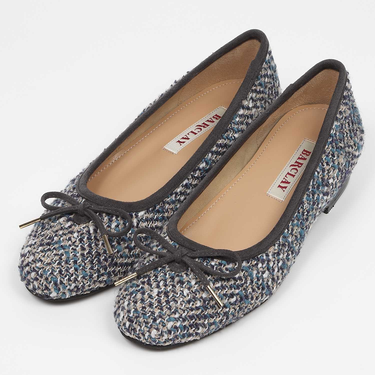 【SALE】BARCLAY（バークレー）ラウンドトゥバレエシューズ　ブルーファブリック