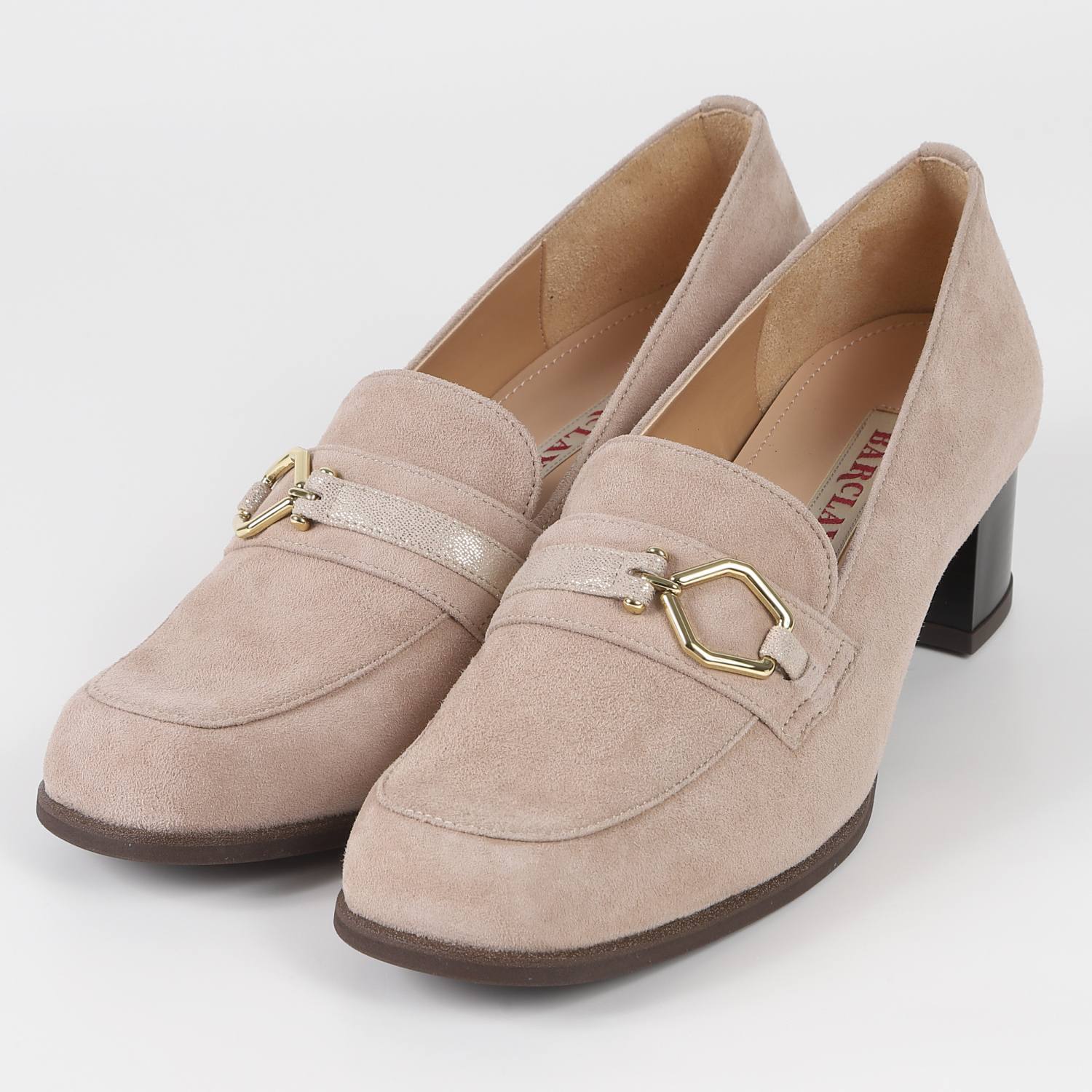 BARCLAY（バークレー）4.5cmヒールアップローファー　ベージュスエード