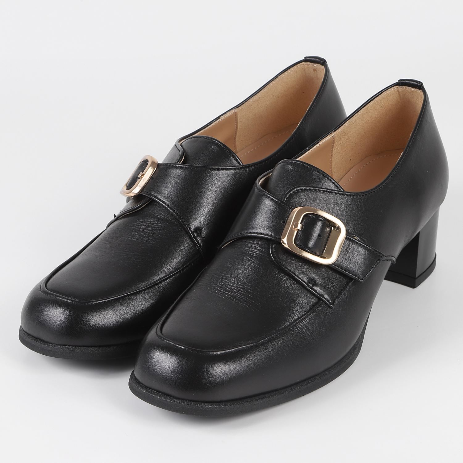 BARCLAY（バークレー）4.5cmヒールアップモンクシューズ　ブラック