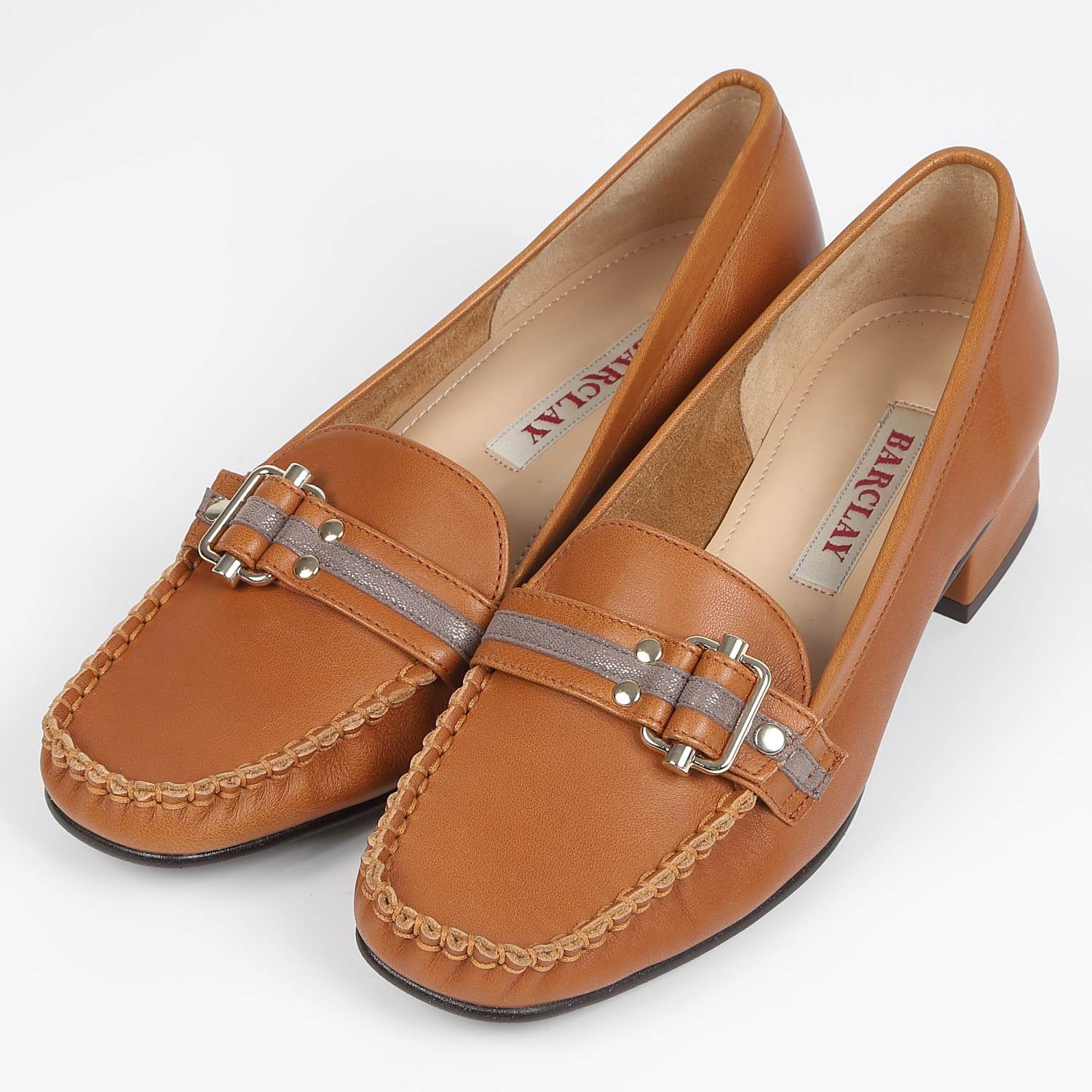 【SALE】BARCLAY（バークレー）定番モカシンパンプス　キャメル２