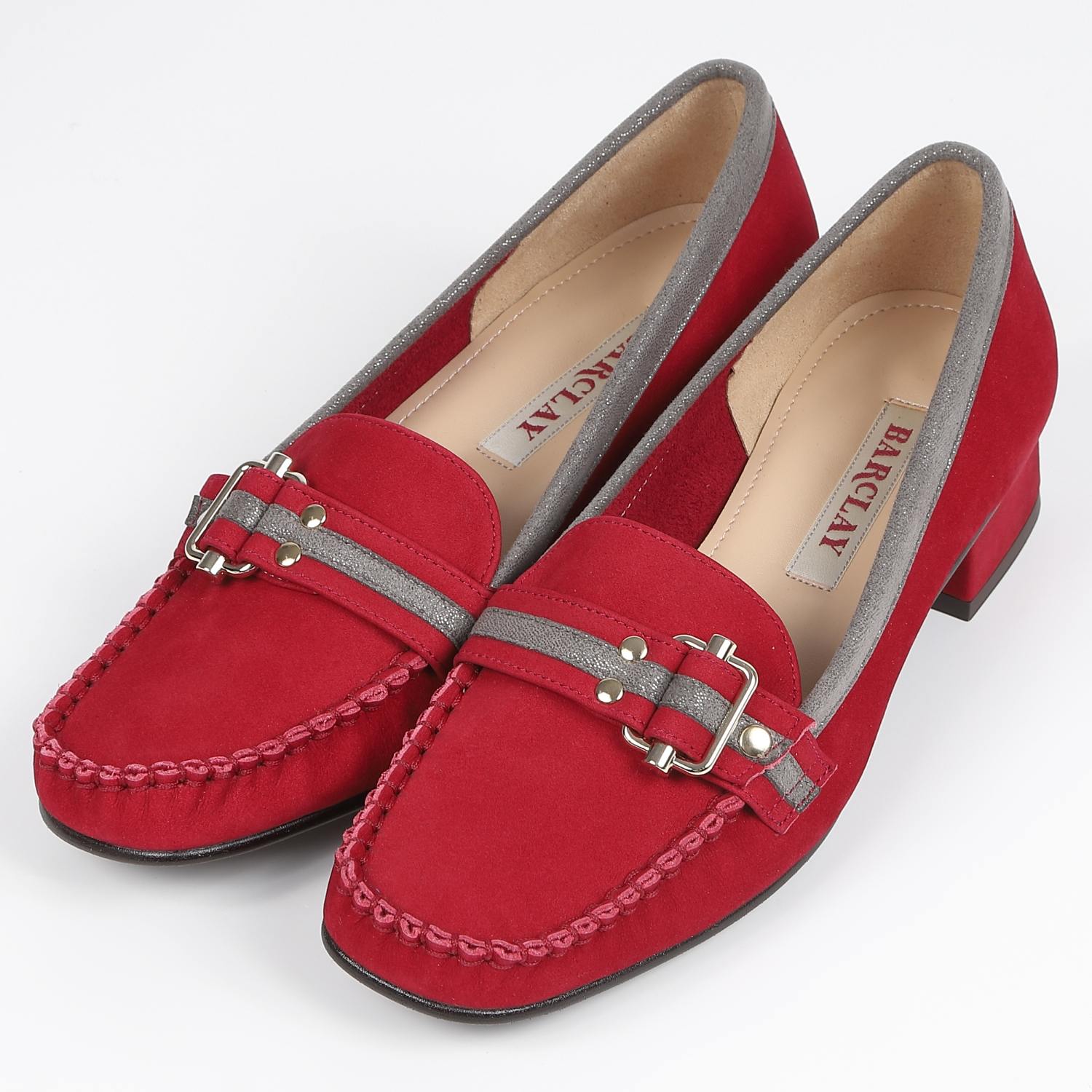 【OUTLET】BARCLAY（バークレー）定番モカシンパンプス　ダークレッドヌバック