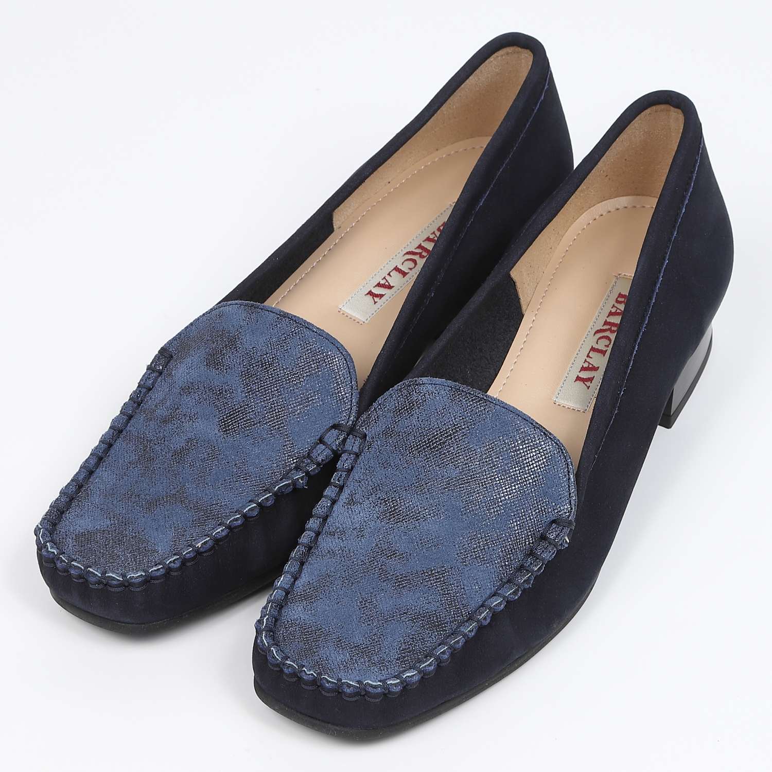 【SALE】BARCLAY（バークレー）シンプルモカシンパンプス　ネイビーヌバック