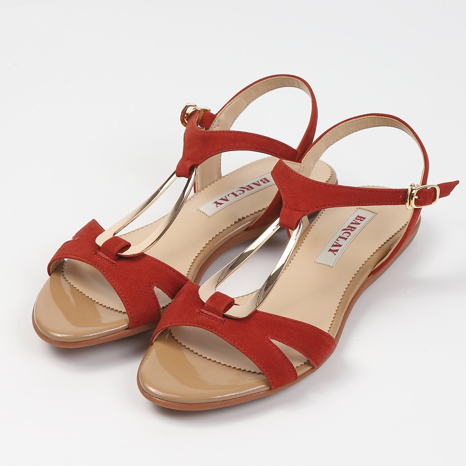 【SALE】BARCLAY（バークレー）フラットサンダル　ダークレッドヌバック