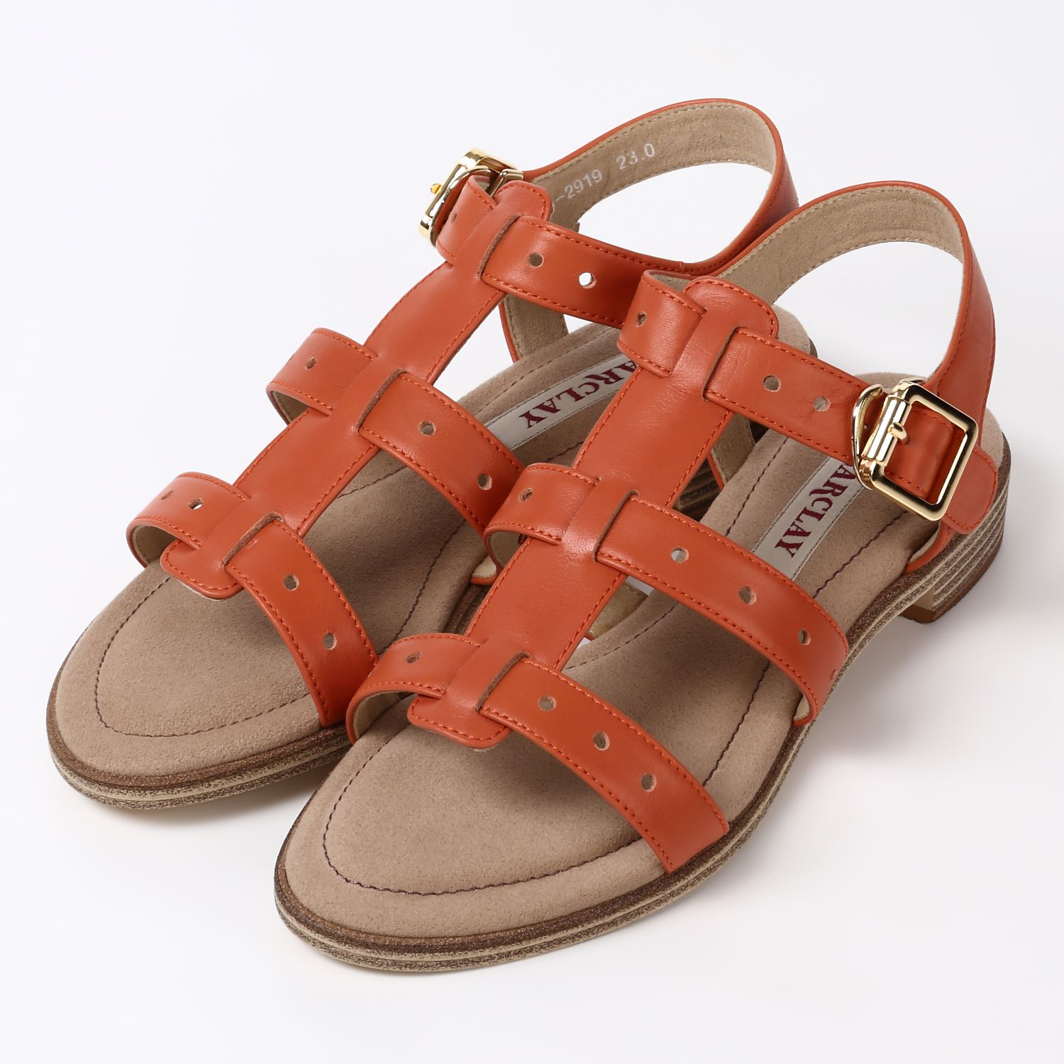 【OUTLET】BARCLAY（バークレー） 深めデザインサンダル　オレンジ