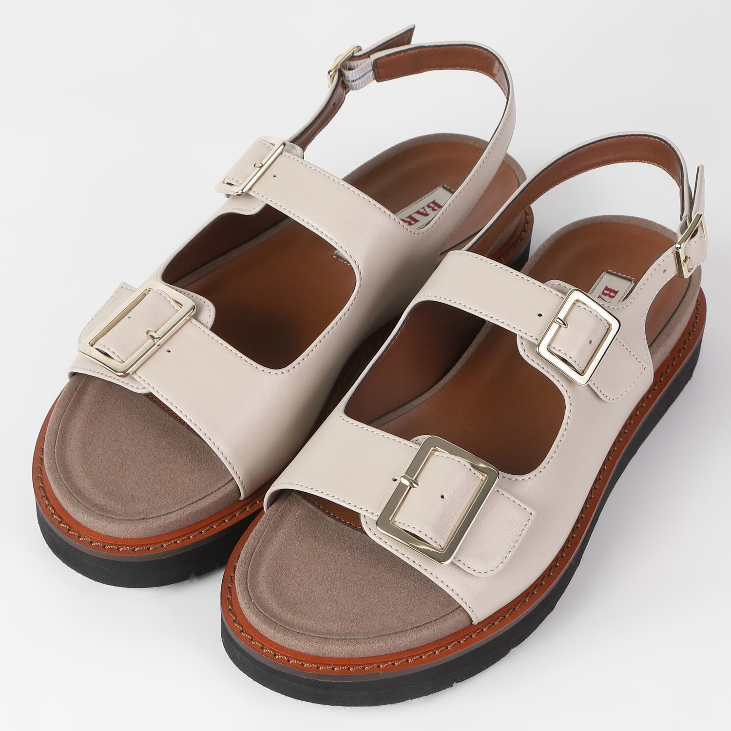 BELMISE アンティークグレー・トゥルーブラック LLB　　２枚セット OUTLET】BARCLAY（バークレー）型押しフラットサンダル ブラック