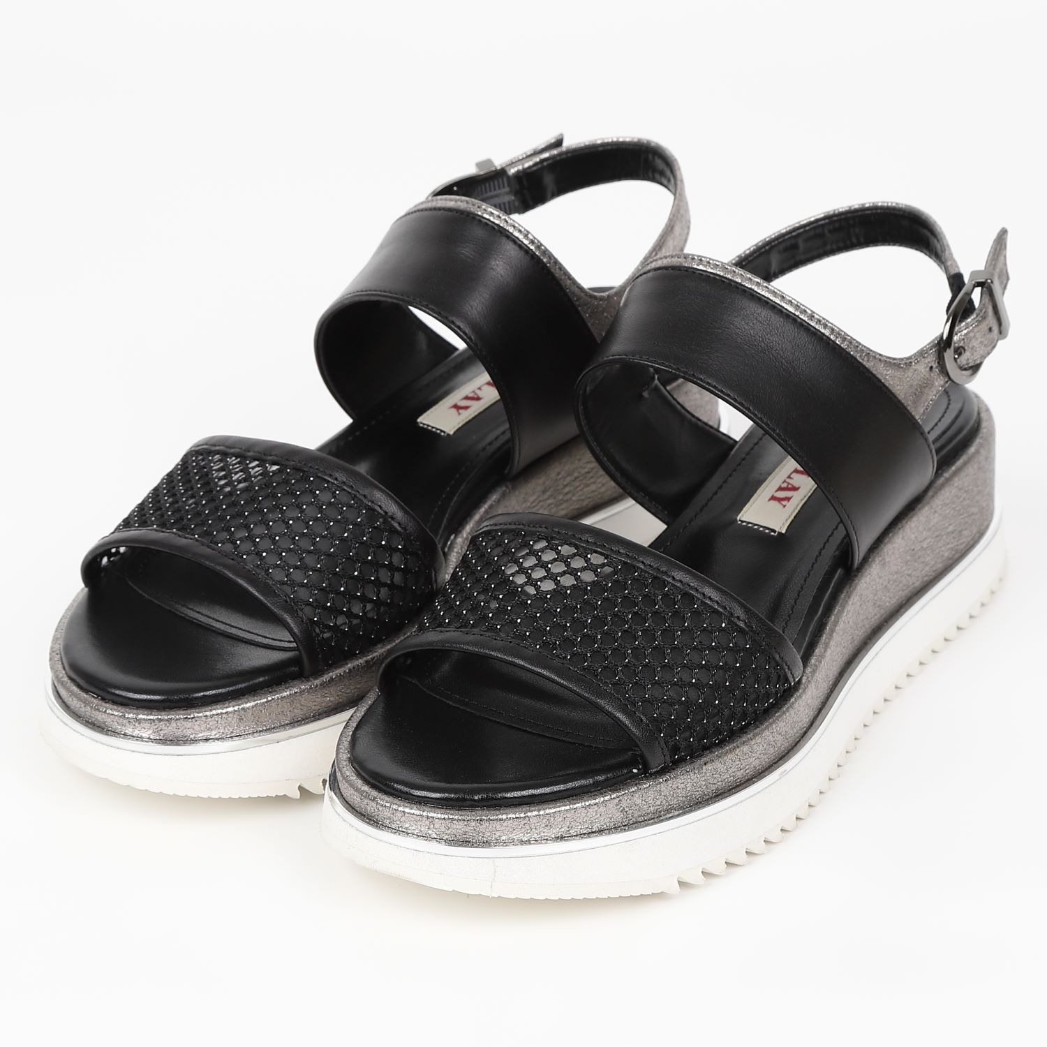 【OUTLET】BARCLAY（バークレー）ラメメッシュスポーツサンダル　ブラック