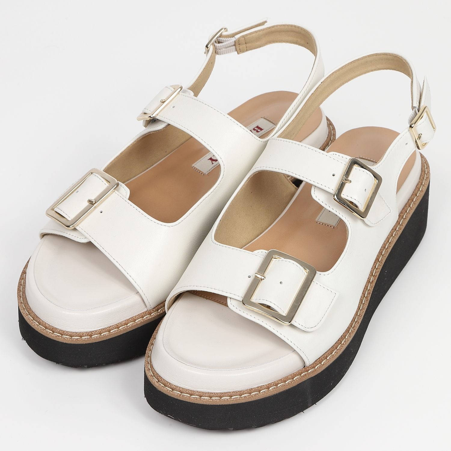 【OUTLET】BARCLAY（バークレー）ダブルベルトバックバンドサンダル　アイボリー