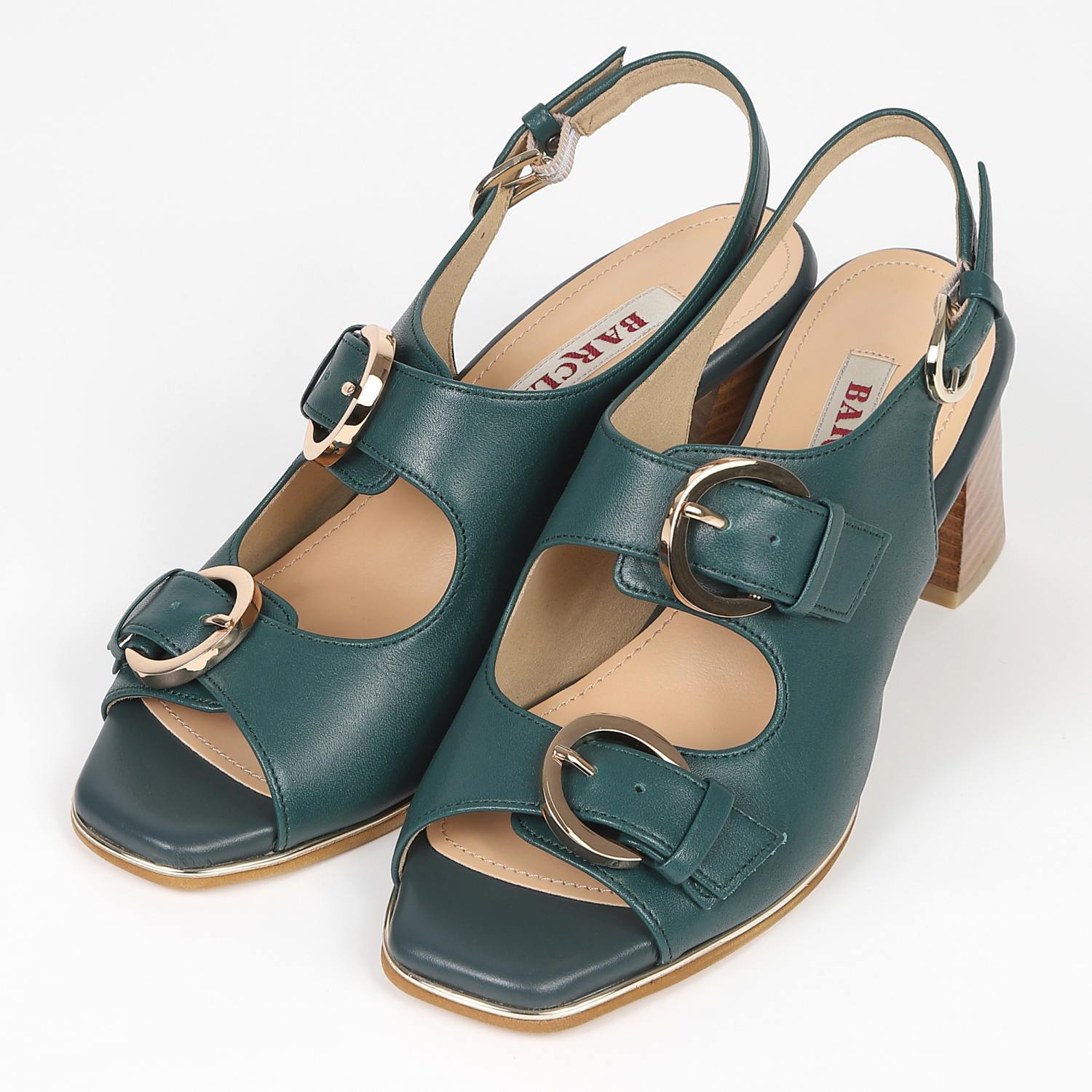 BARCLAY（バークレー）カジュアルヒールサンダル　ブルーグリーン