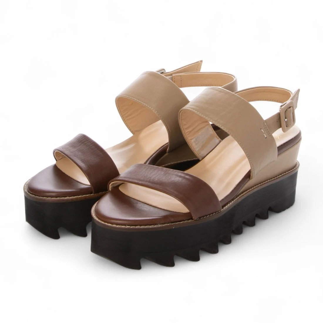【OUTLET】PRIXD'OR（プリドール）厚底シャークソールサンダル　ベージュコンビ