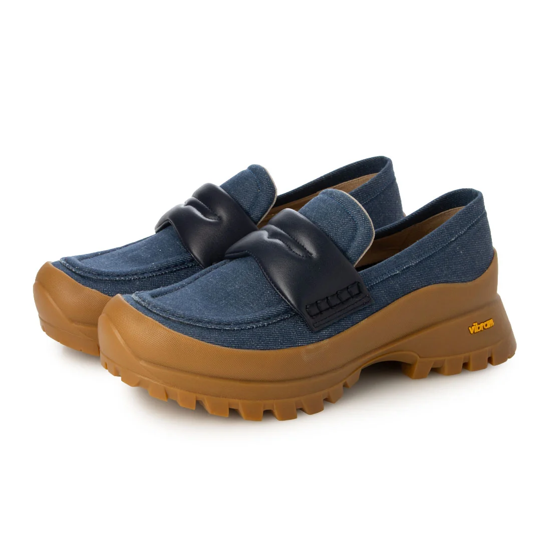 【OUTLET】PRIXD'OR（プリドール）ボリュームソールローファー 　ネイビーファブリック