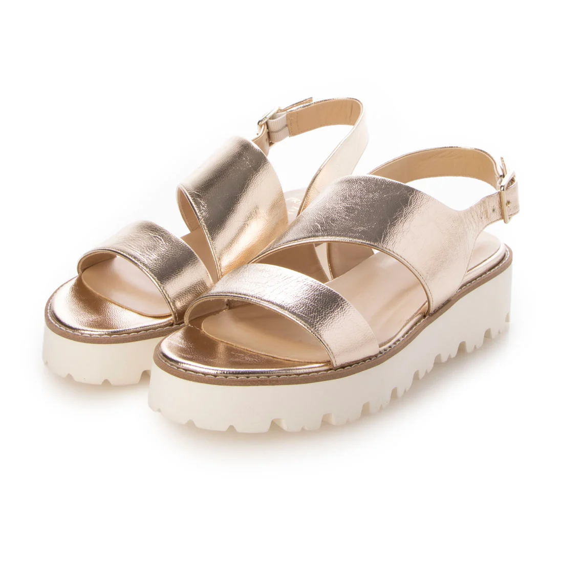 【OUTLET】PRIXD'OR（プリドール）エクストラライトソールシンプル厚底サンダル　ピンクゴールド