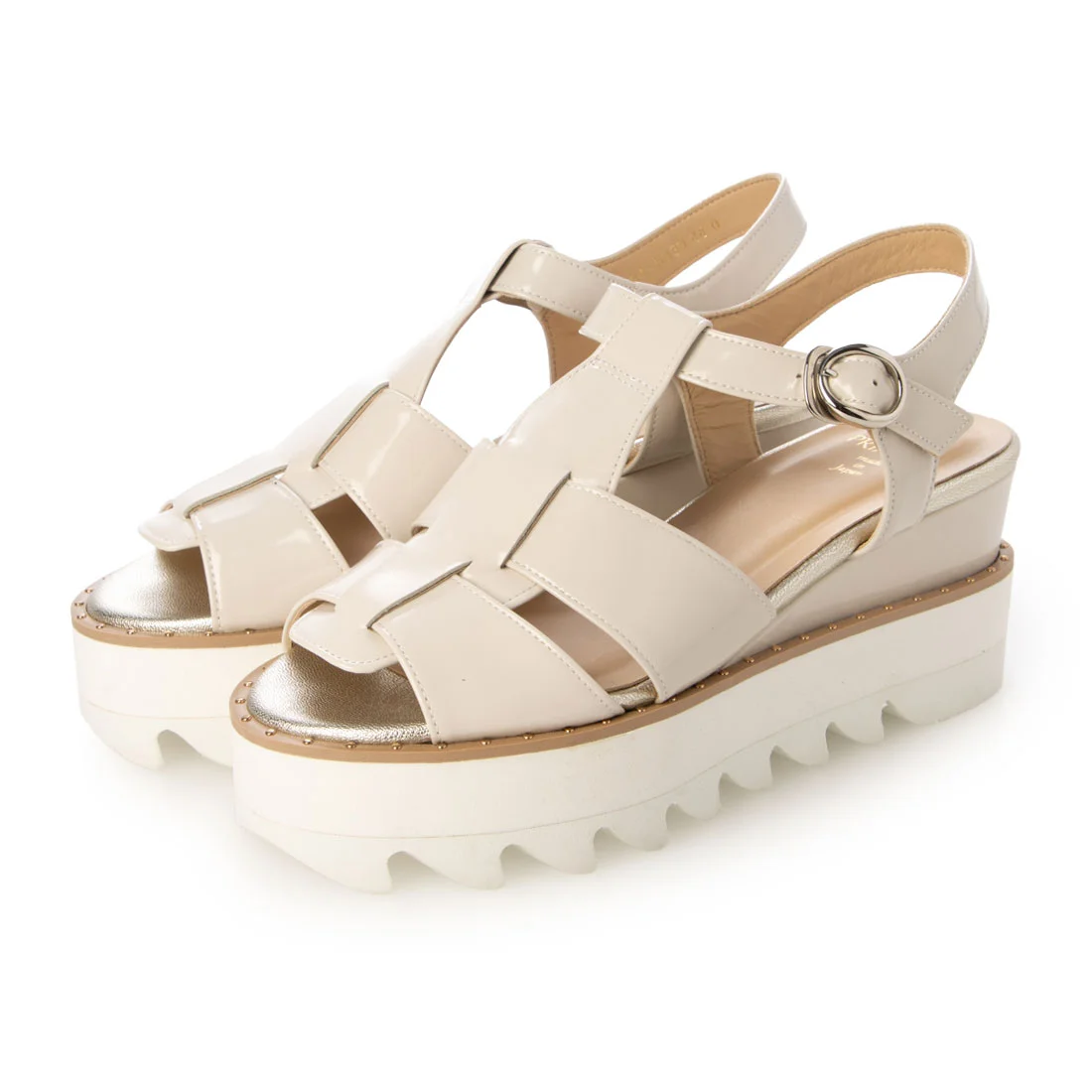 【OUTLET】PRIXD'OR（プリドール）厚底シャークソールグルカサンダル　アイボリー
