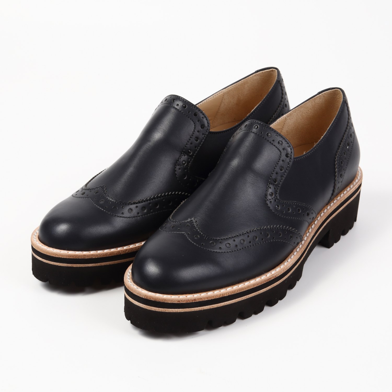 Barclay イタリアンレザースリッポンシューズ ネイビー