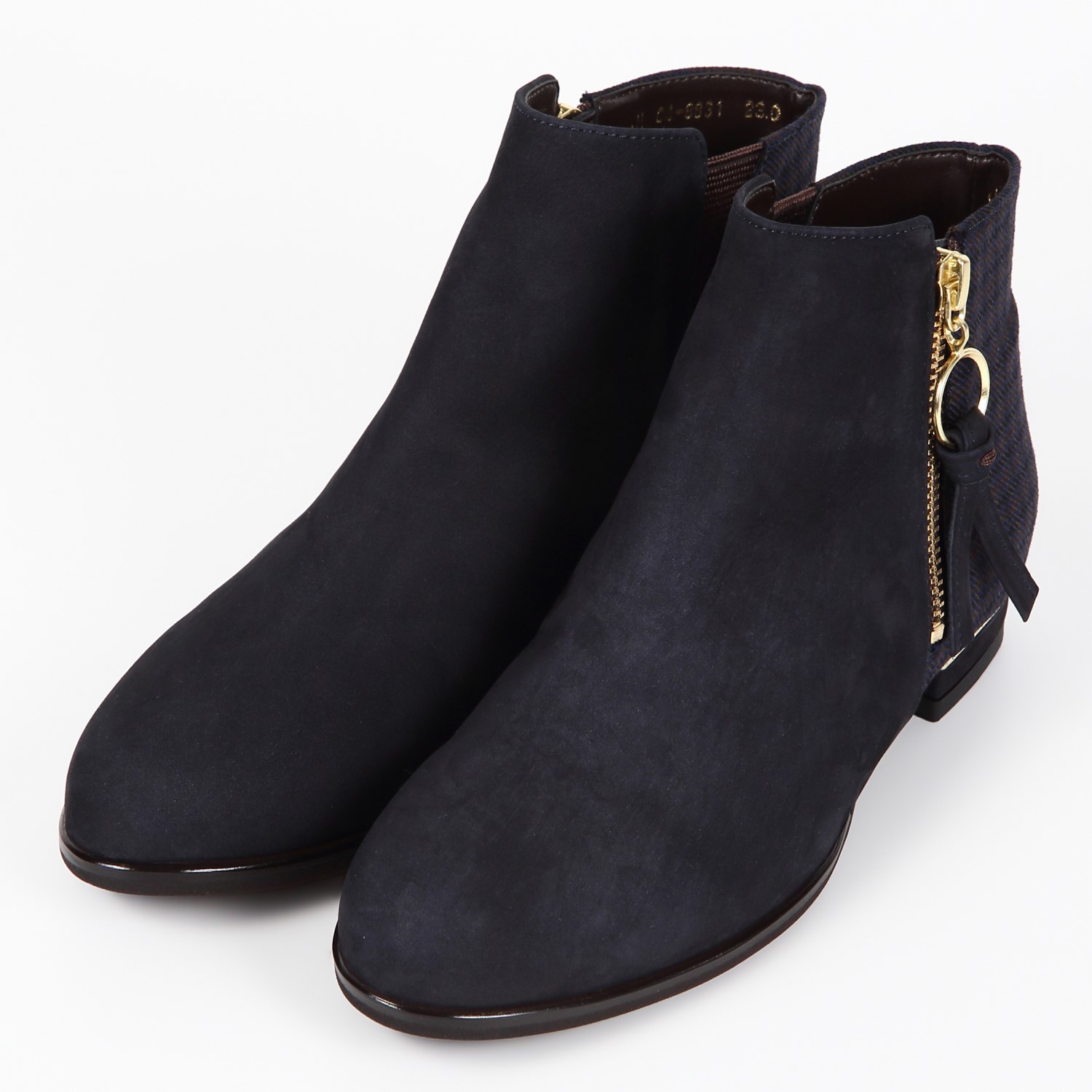 【OUTLET】BARCLAY（バークレー）リングファスナー付アンクルブーツ　ネイビーヌバック