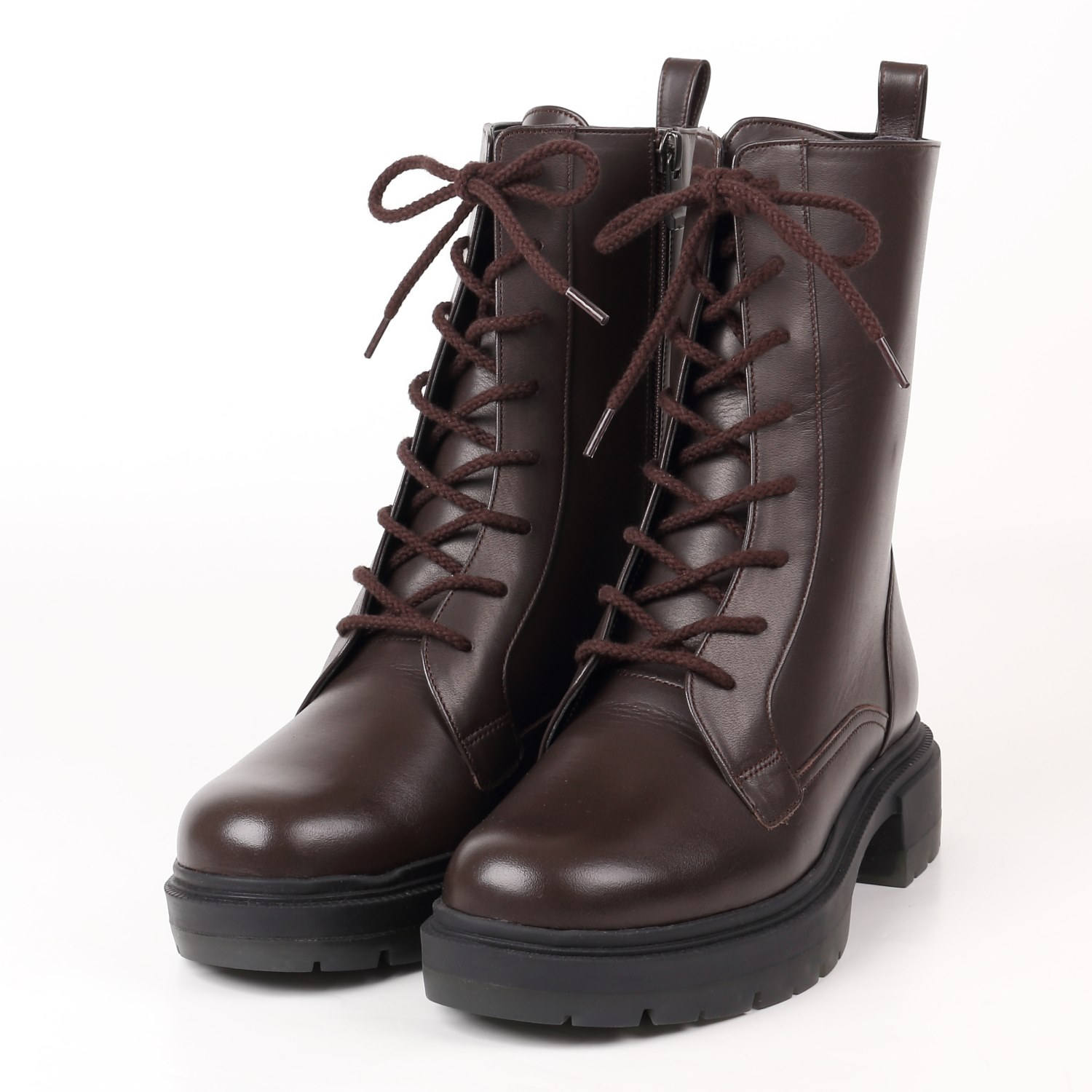 未使用 BARCLAY バークレー 本革ショートブーツ 茶 24.5 OUTLET】BARCLAY（バークレー）厚底レースアップブーツ チョコ