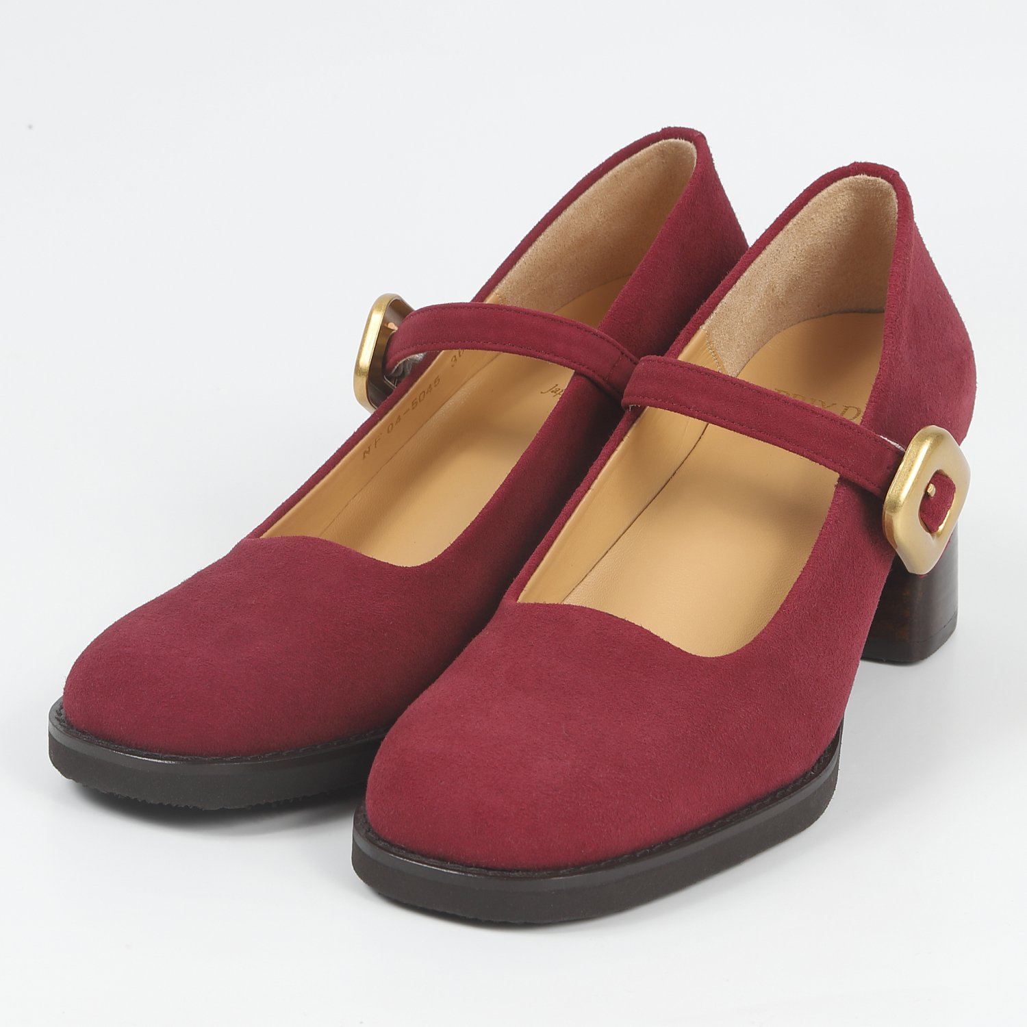 【OUTLET】PRIXD'OR（プリドール）6cmヒールストラップパンプス　ボルドースエード