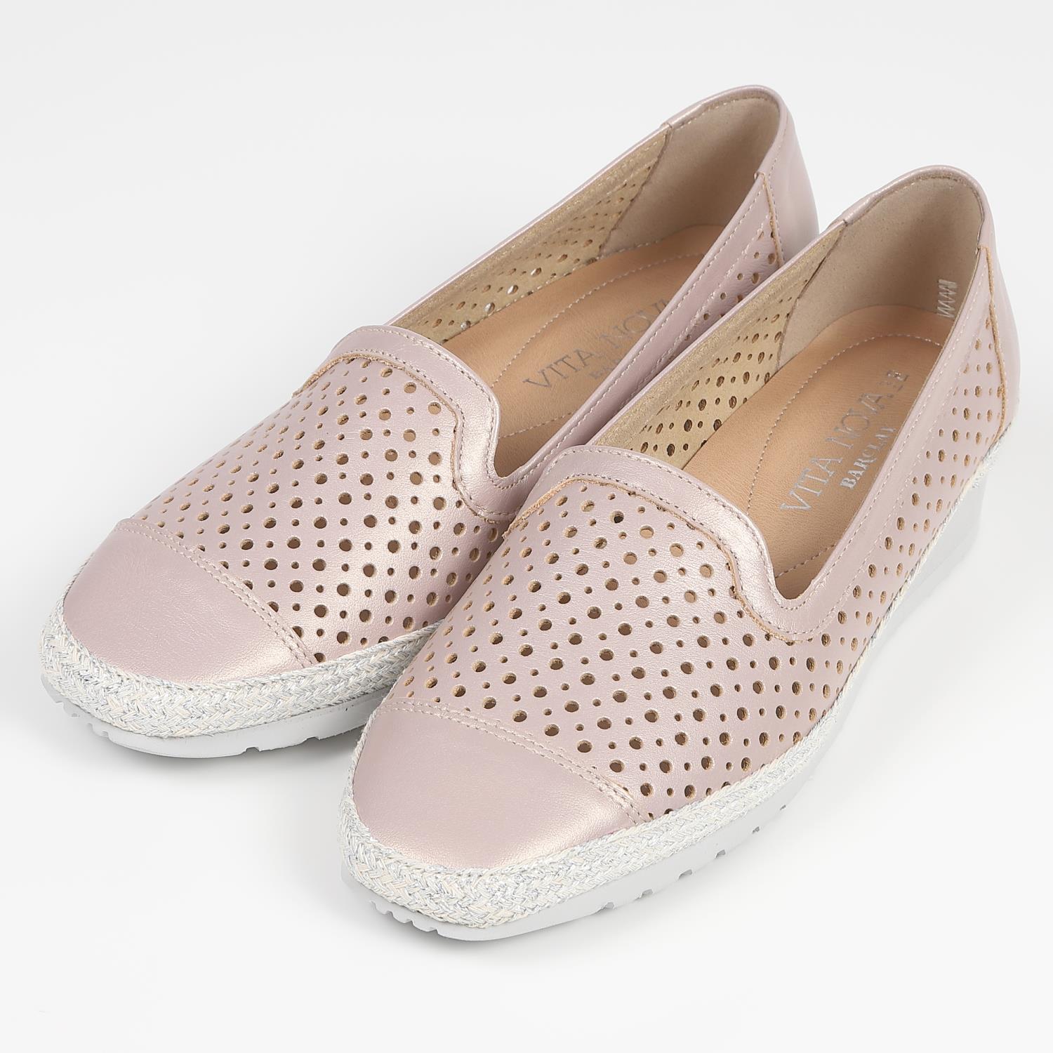 【OUTLET】VITA NOVA（ヴィタノヴァ）パンチングスリッポン ライトピンクメタリック