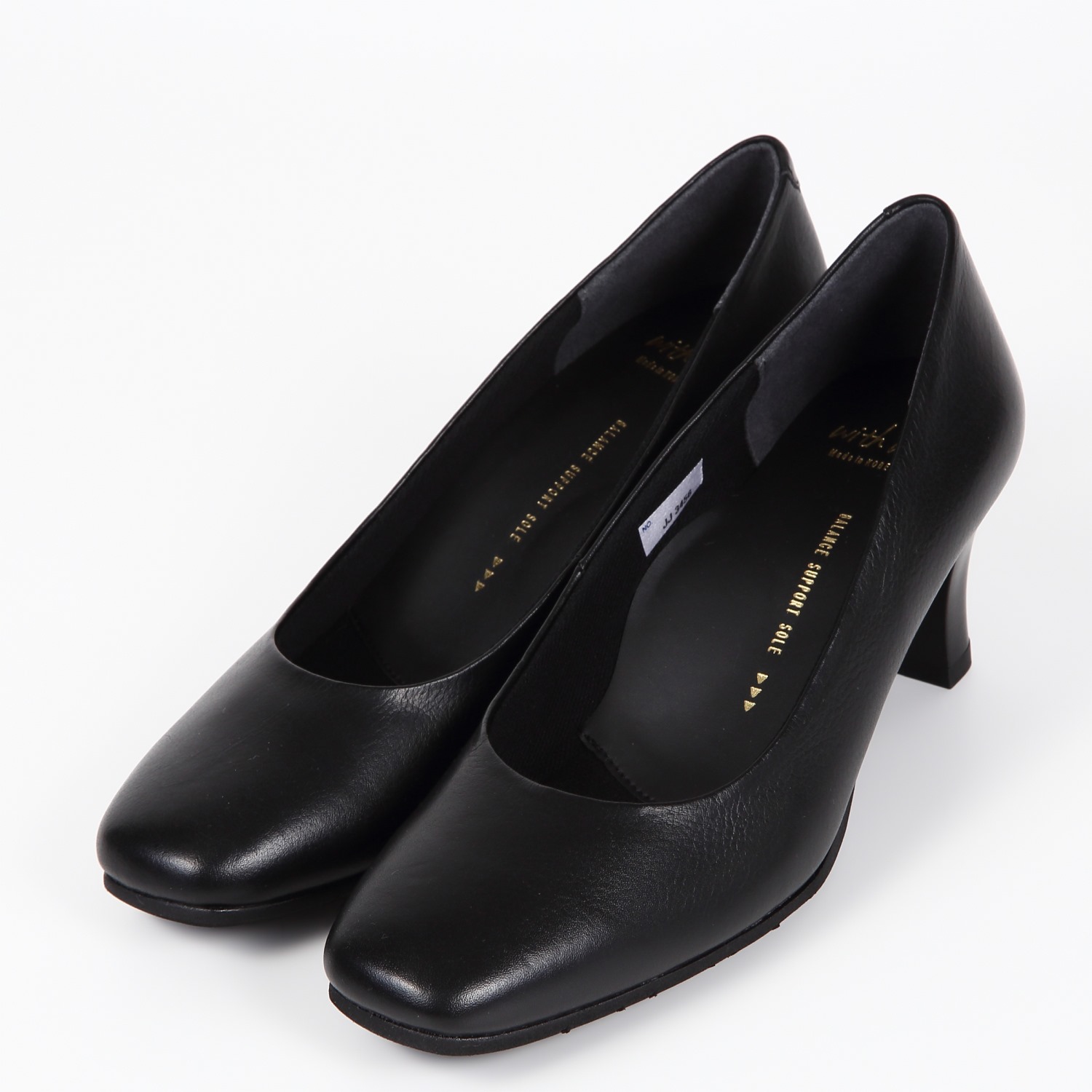 【OUTLET】With Width（ウィズウィズ）ニュープレーンパンプス　ワイズバリエーション（E）　ブラック