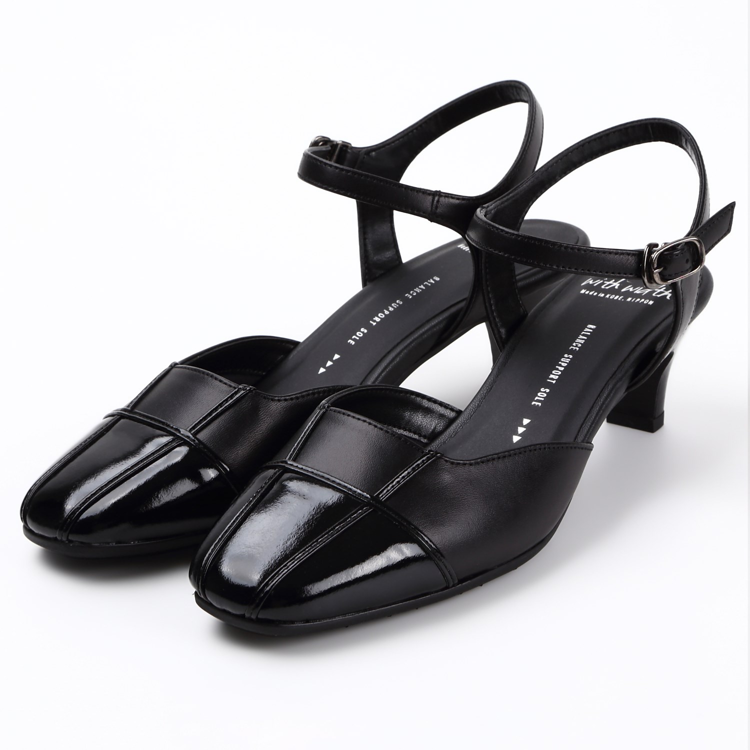 【OUTLET】With Width（ウィズウィズ）セパレートデザインパンプス ブラックコンビ