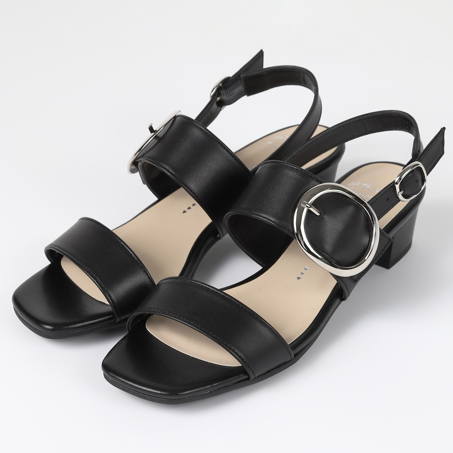 【OUTLET】With Width（ウィズウィズ）ダブルベルトデザインサンダル　ブラック
