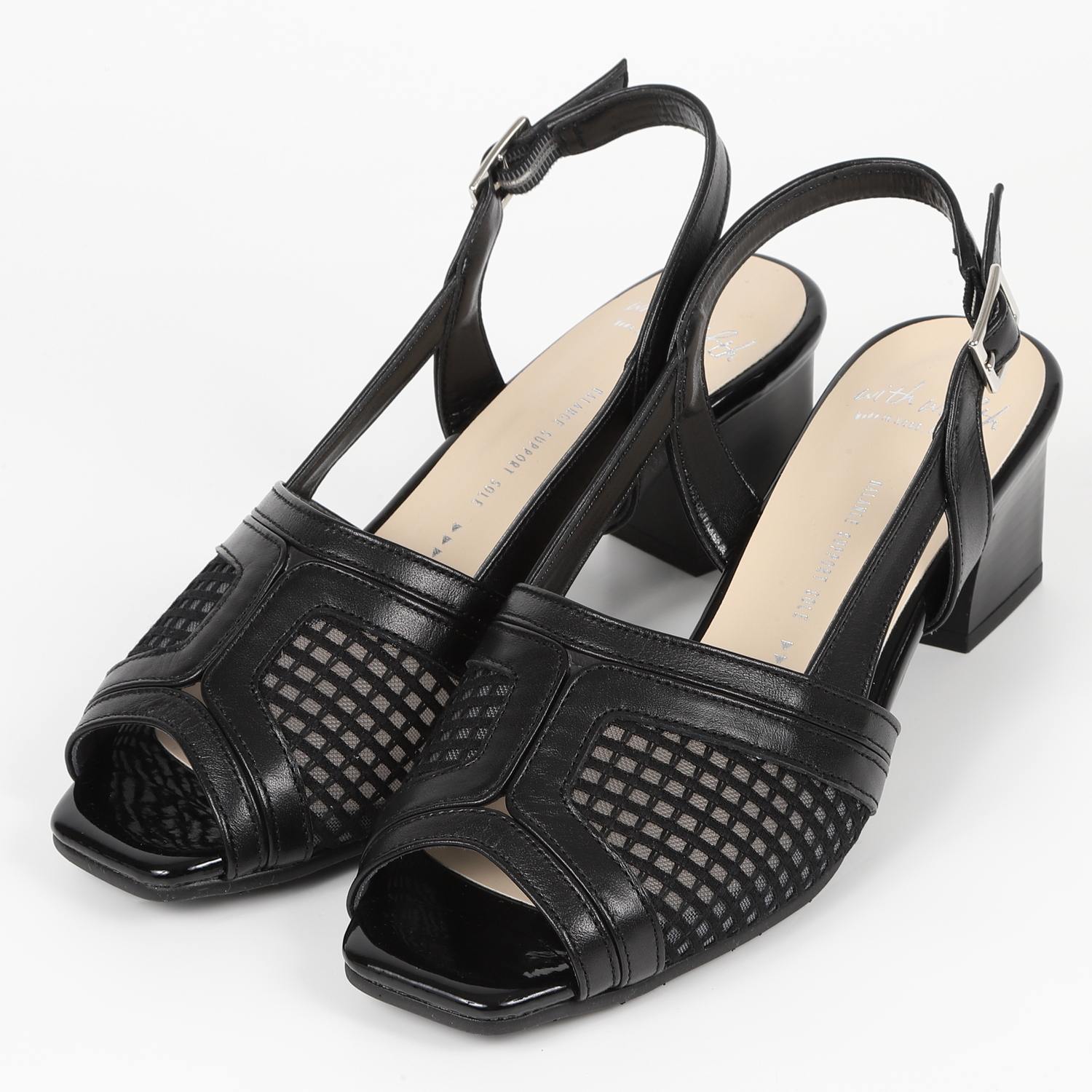 【OUTLET】With Width（ウィズウィズ）バックバンドチュールサンダル　ブラック